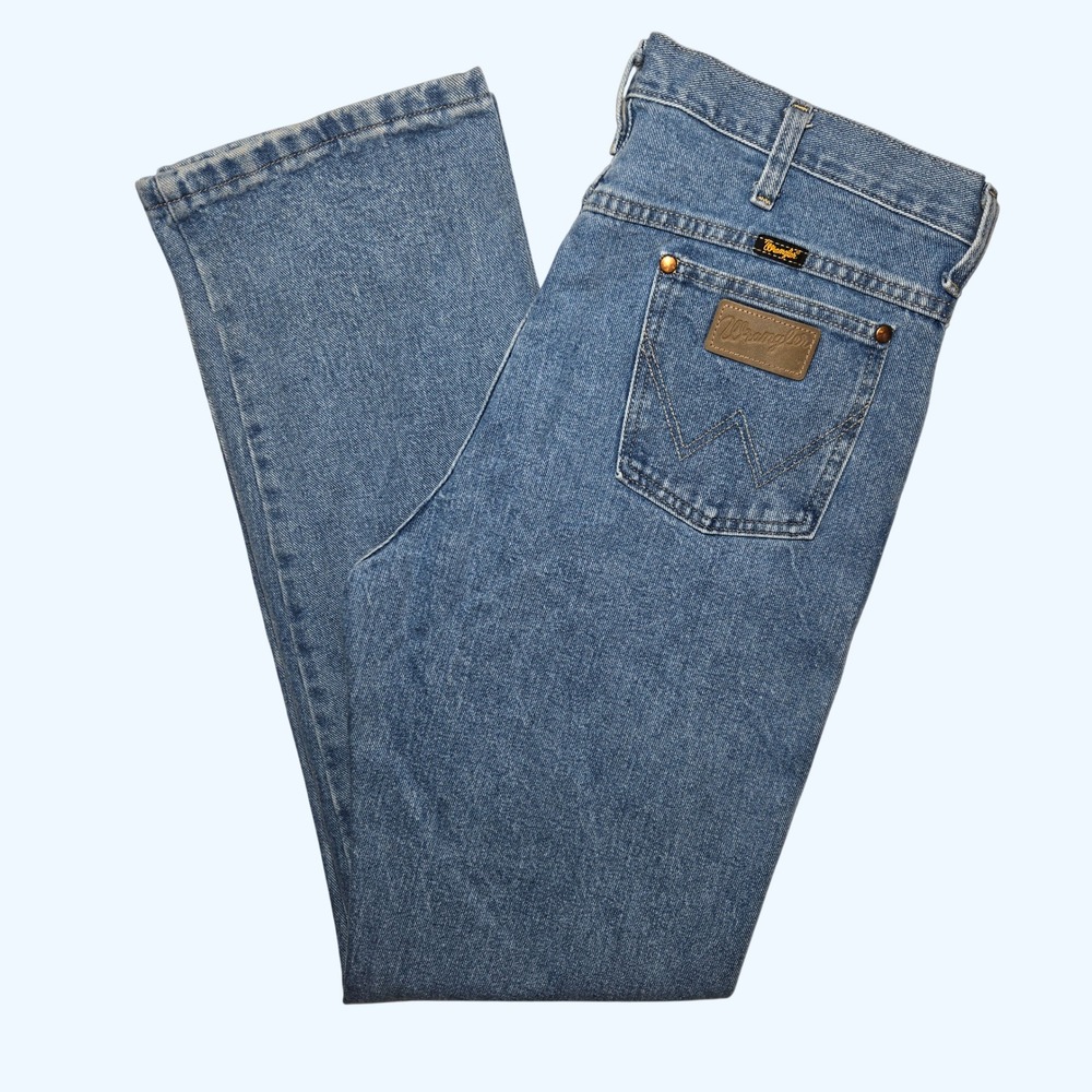 Wrangler‎ 936ATW Cowboy Cut Slim Fit Jeans Mens 38x34 Light Blue Denim Western